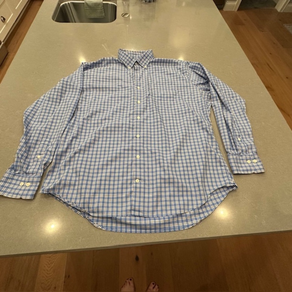 Men's XL Peter Millar Plaid Red/Blue/White Plaid Button Down Shirt